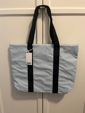 Rains Powder Blue Tote with Black Straps